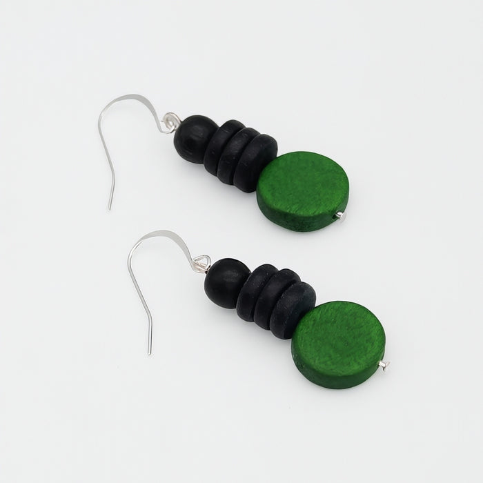 Green and Black Dusk Earrings