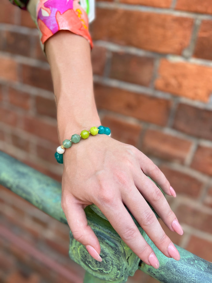 Green And Blue Jade Adjustable Bracelet HB001 - FARRA