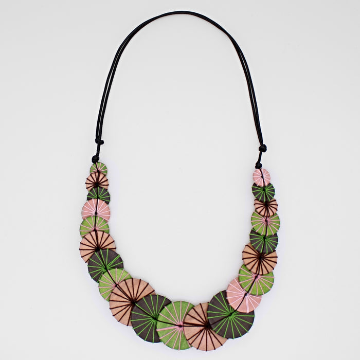 Green and Pink Azalea Necklace - Sylca Designs - Chunky Jewelry