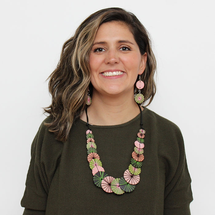 Green and Pink Azalea Necklace - Sylca Designs - Chunky Jewelry