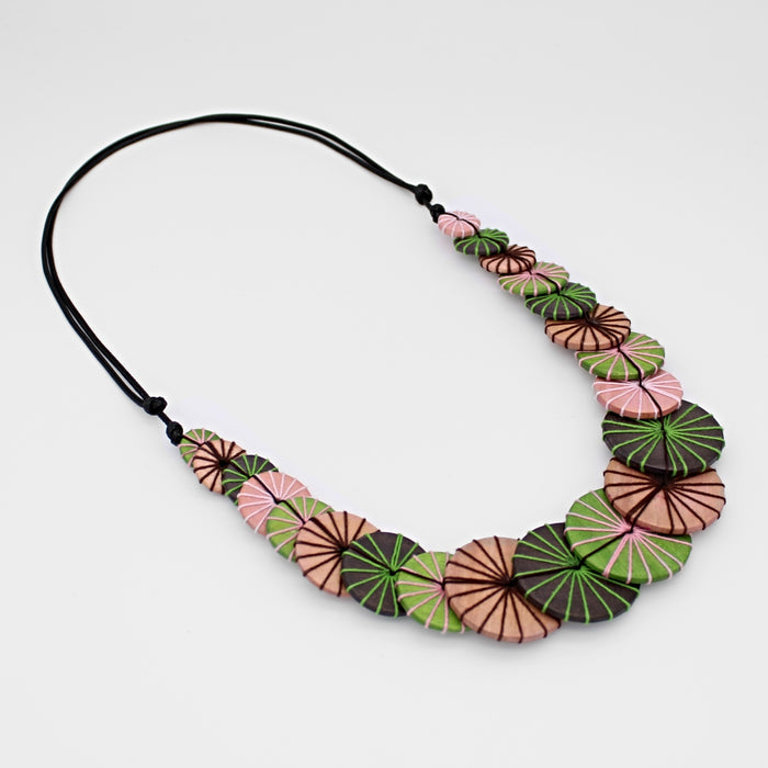Green and Pink Azalea Necklace - Sylca Designs - Chunky Jewelry