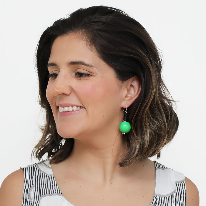 Green Ball Drop Earring - Sylca Designs - Chunky Jewelry
