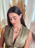 Green Bamboo Coral with Baroque Pearls Necklace QN011