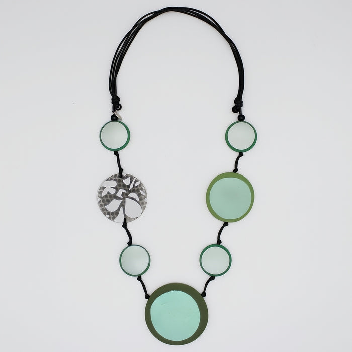 Green Bliss Circle Statement Necklace - Sylca Designs - Chunky Jewelry