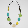 Green Blossom Wood Necklace - Sylca Designs - Chunky Jewelry