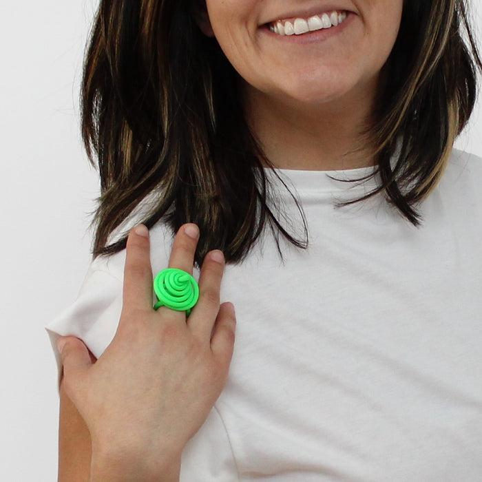 Green Cefalu Swirl Ring - Sylca Designs - Chunky Jewelry