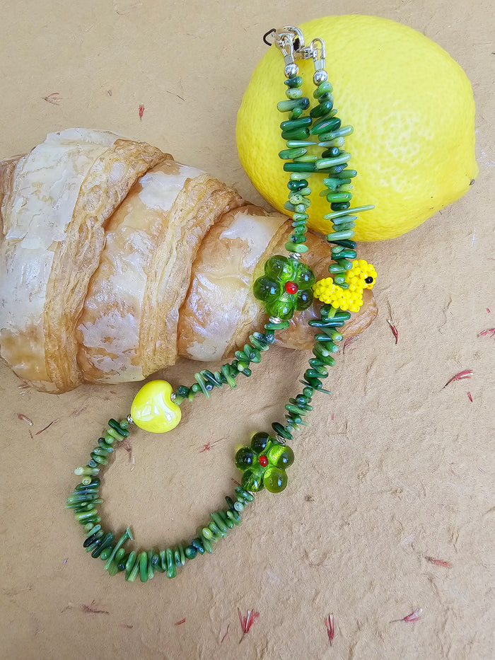 Green Coral Bamboo Coral With Yellow Duck Playful Phone Strap PC062