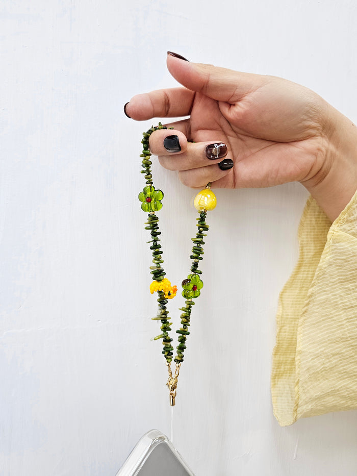 Green Coral Bamboo Coral With Yellow Duck Playful Phone Strap PC062