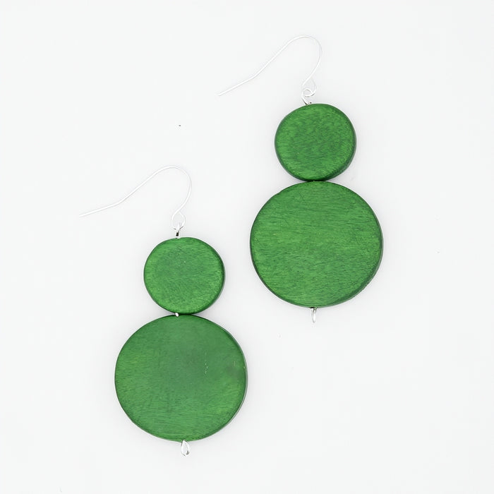 Green Double Bead Sarah Earrings