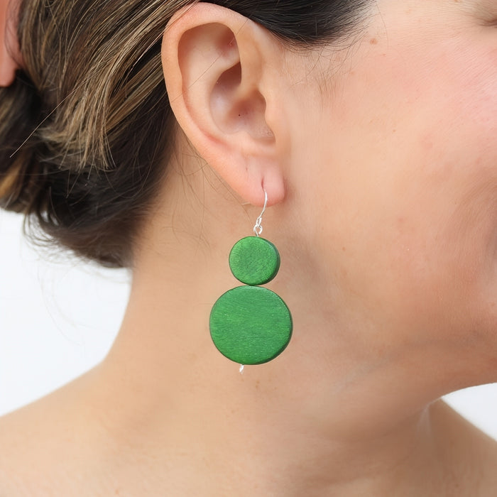 Green Double Bead Sarah Earrings
