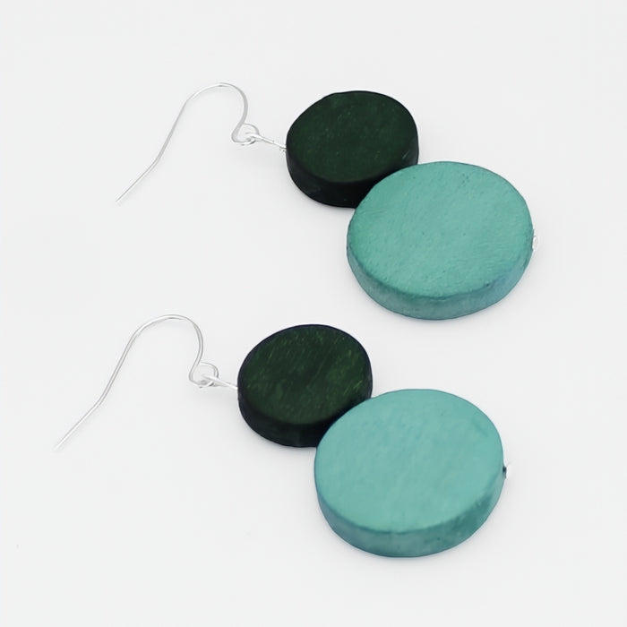 Green Georgie Two Bead Drop Earrings - Sylca Designs - Chunky Jewelry