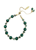 Green Malachite And Heart Agate Adjustable Bracelet QB009