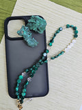 Green Malachite With Customizable Name Phone Strap PC012