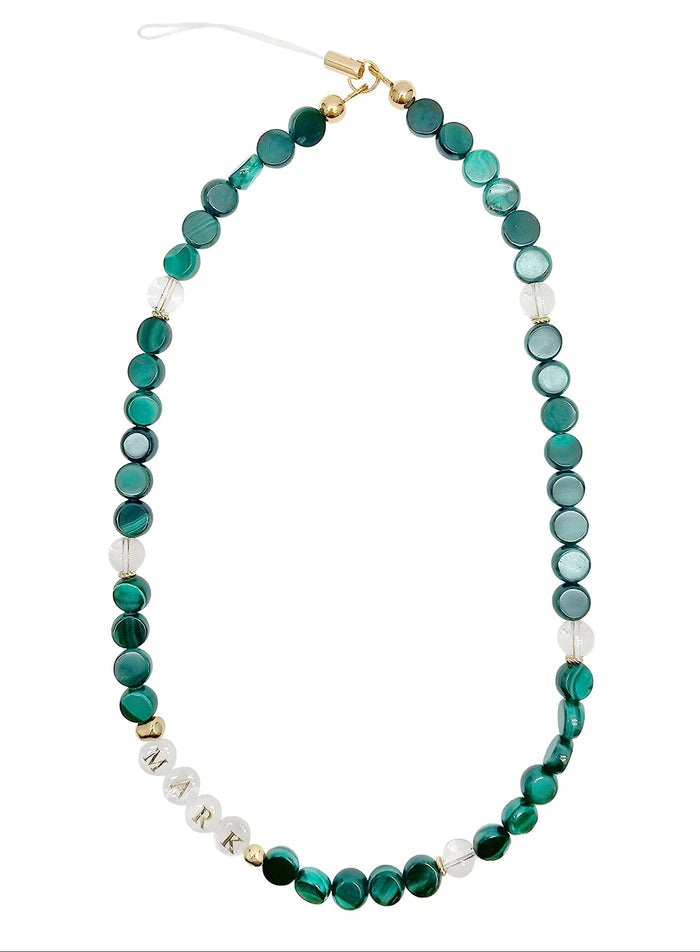 Green Malachite With Customizable Name Phone Strap PC012