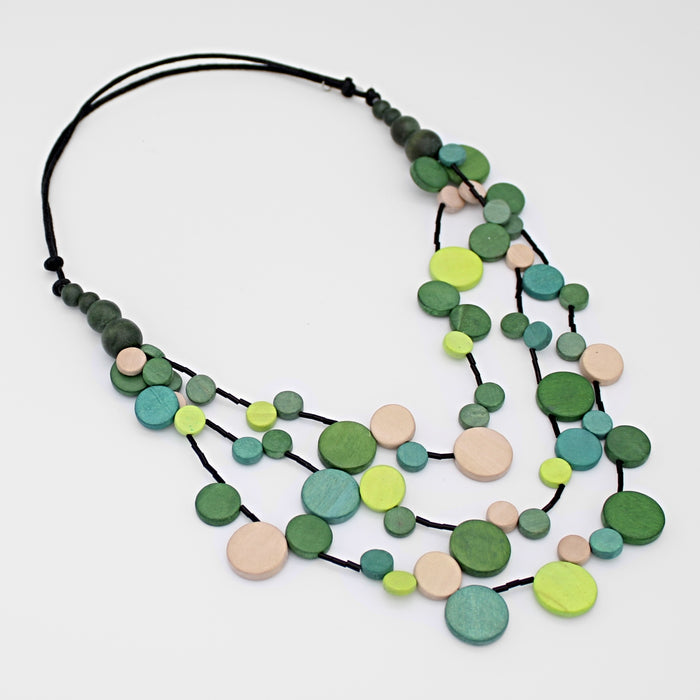 Green Multi Strand Millie Necklace - Sylca Designs - Chunky Jewelry
