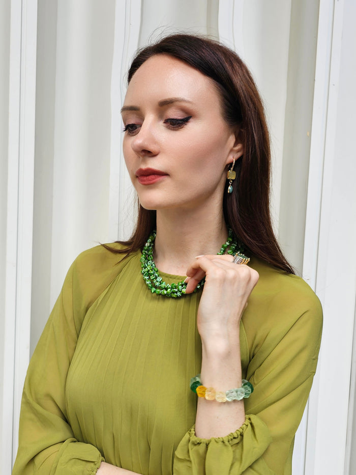 Green Natural Shell Multi-Layers Necklace PN070