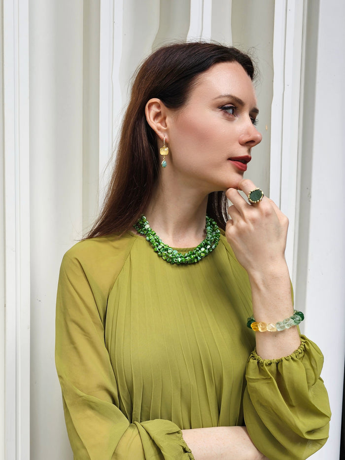 Green Natural Shell Multi-Layers Necklace PN070