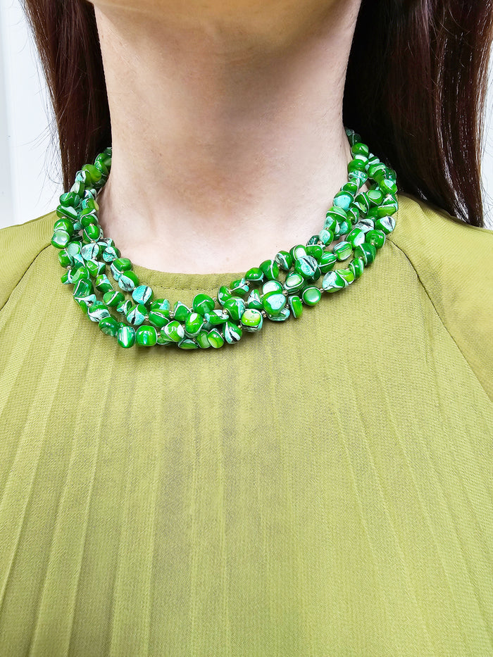 Green Natural Shell Multi-Layers Necklace PN070