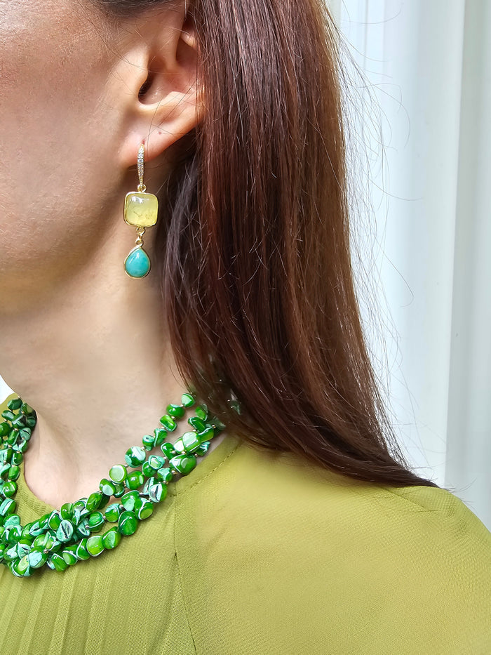 Green Natural Shell Multi-Layers Necklace PN070