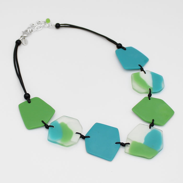 Green Nyla Bib Statement Necklace - Sylca Designs - Chunky Jewelry