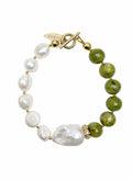 Green Opal With Freshwater Baroque Pearl Bracelet SB016