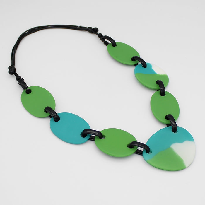 Green Orla Link Statement Necklace - Sylca Designs - Chunky Jewelry