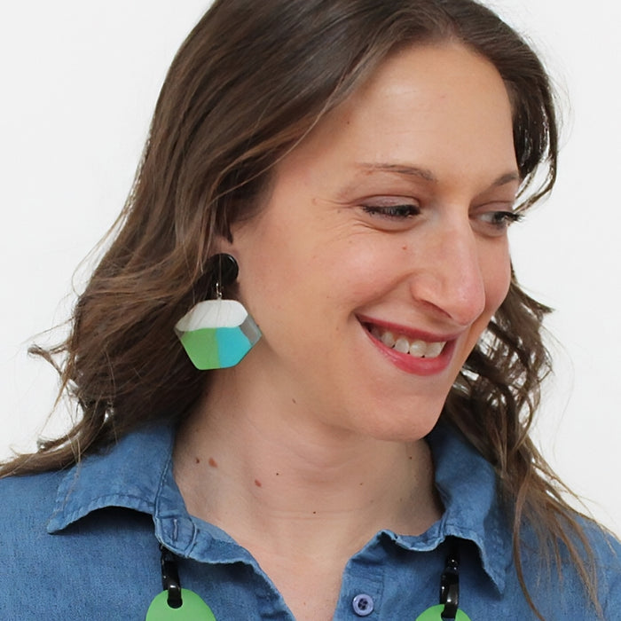 Green Orla Post Earrings - Sylca Designs - Chunky Jewelry
