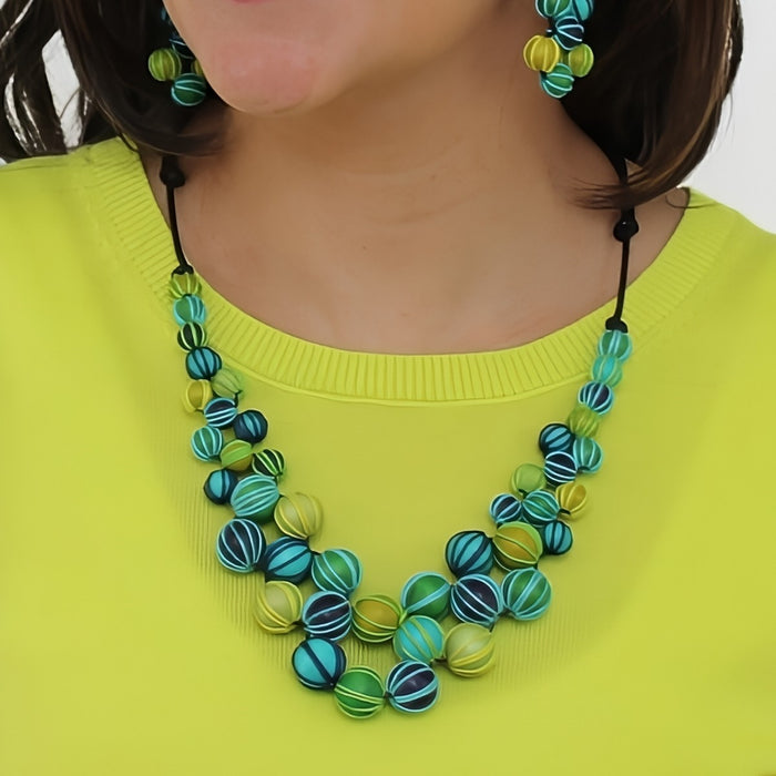 Green Pamela Berries Necklace - Sylca Designs - Chunky Jewelry