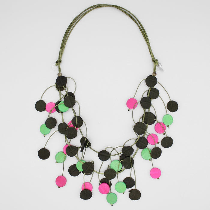 Green Penny Dangle Necklace - Sylca Designs - Chunky Jewelry