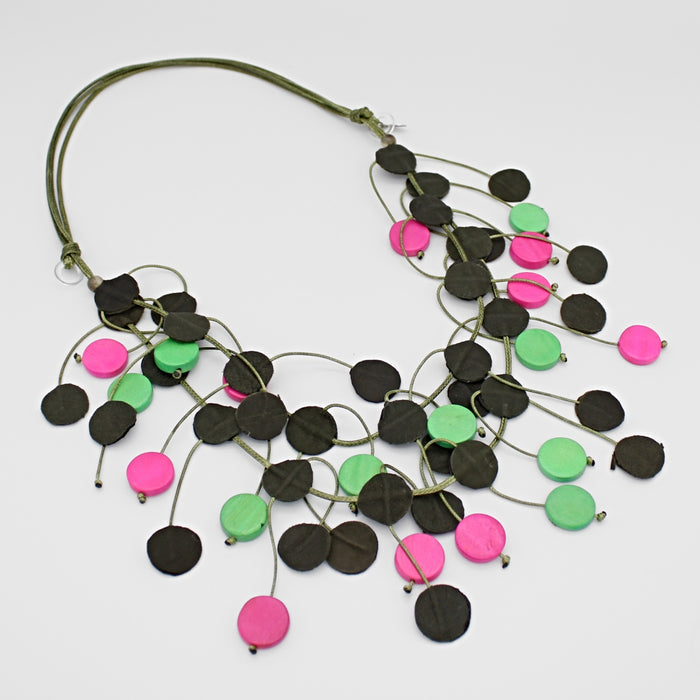 Green Penny Dangle Necklace - Sylca Designs - Chunky Jewelry