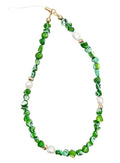 Green Shell With Freshwater Pearls Phone Strap PC011