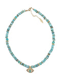 Green Shell With Turkish Evil Eye Pendant Necklace RN003