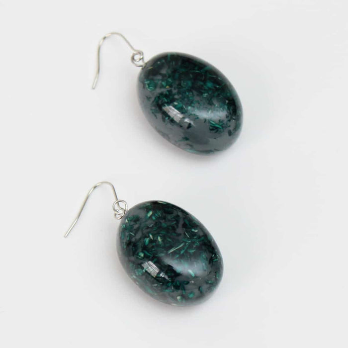 Green Speckled Oval Thea Earring - Sylca Designs - Chunky Jewelry