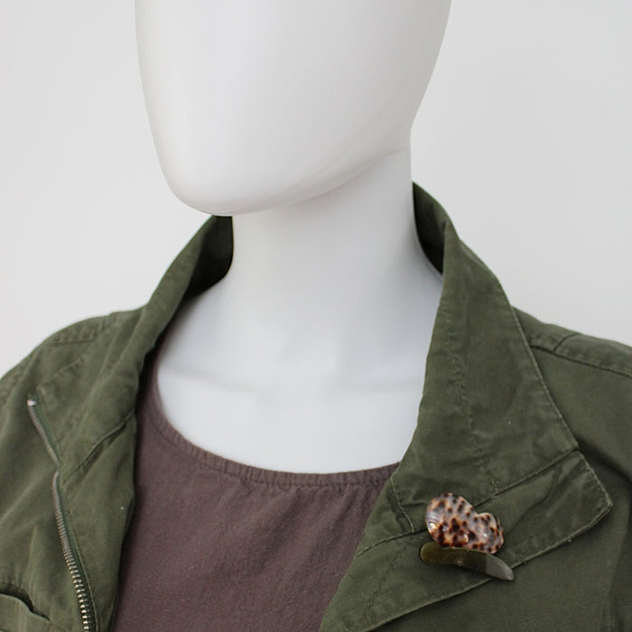 Green Tortoise Shell Butterfly Brooch - Sylca Designs - Chunky Jewelry