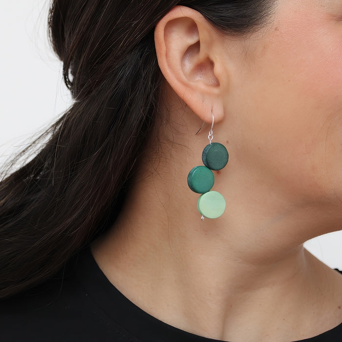 Green Triple Stacked Earring - Sylca Designs - Chunky Jewelry