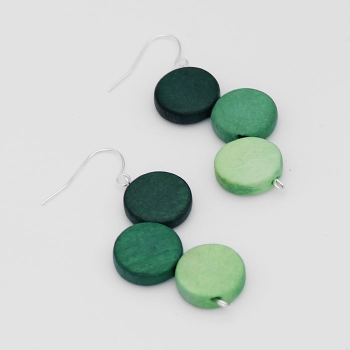 Green Triple Stacked Earring - Sylca Designs - Chunky Jewelry