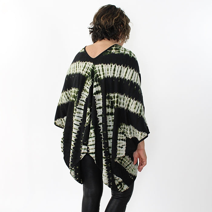 Green Tye Dye Striped Blouse - Sylca Designs - Chunky Jewelry