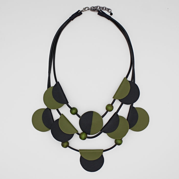 Green Verona Leather Necklace - Sylca Designs - Chunky Jewelry