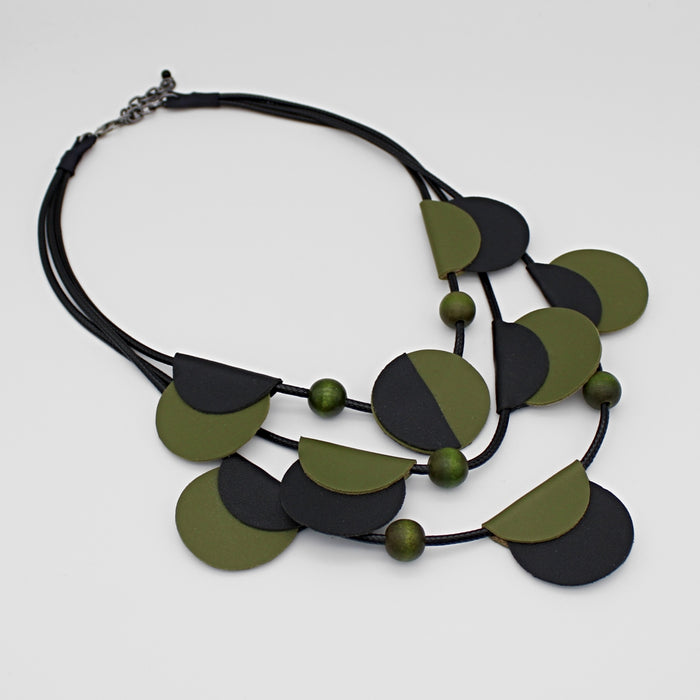 Green Verona Leather Necklace - Sylca Designs - Chunky Jewelry