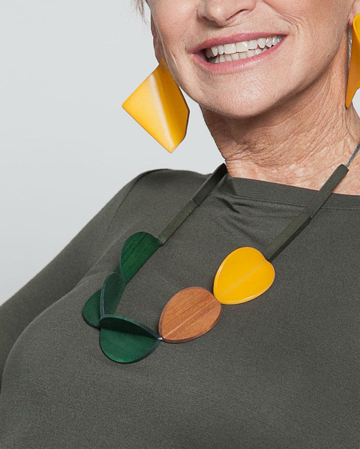 Green Wood Cassie Necklace - Sylca Designs - Chunky Jewelry