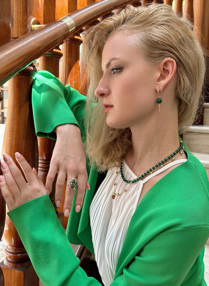 Green Zoisite Gemstone Statement Ring KR004