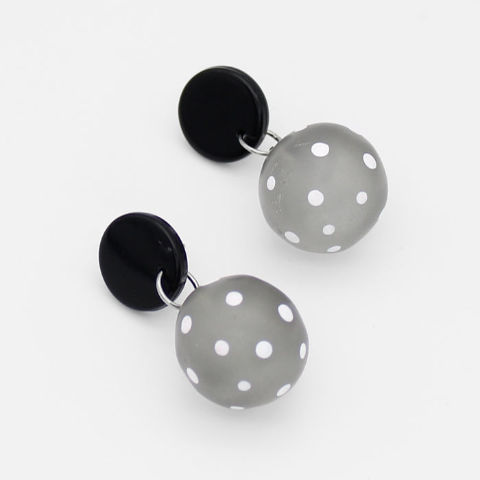 Grey Frosted Polka Dot Reiko Earrings - Sylca Designs - Chunky Jewelry