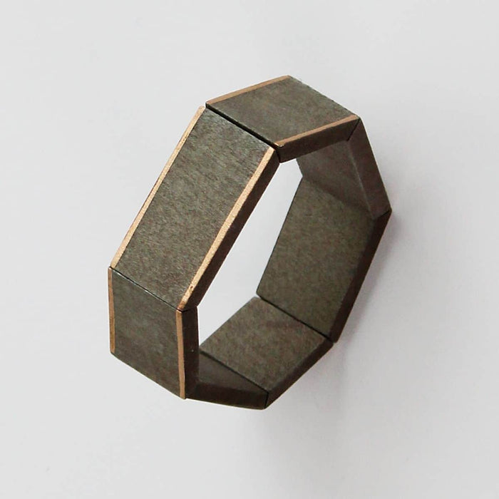 Grey Geometric Amelia Bracelet with Gold Trim - Sylca Designs - Chunky Jewelry