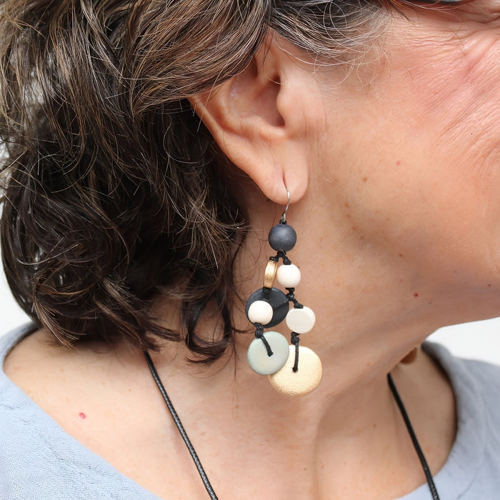 Grey Juliette Drop Statement Earrings - Sylca Designs - Chunky Jewelry