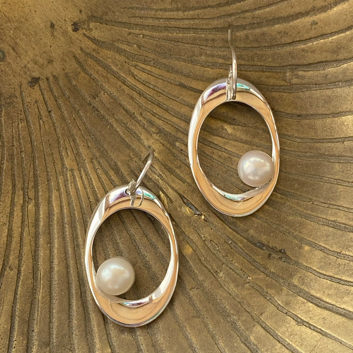 halo pearl earrings sterling silver freshwater pearl drop