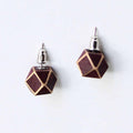 Handcrafted Burgundy Geometric Wooden Post Earrings - Sylca Designs - Chunky Jewelry