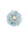 Handcrafted Flower Shape Natural Aquamarine Brooch LP003