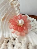 Handcrafted Flower Shaped Watermelon Quartz Brooch