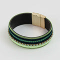 Handcrafted Green Leather Bracelet - Sylca Designs - Chunky Jewelry