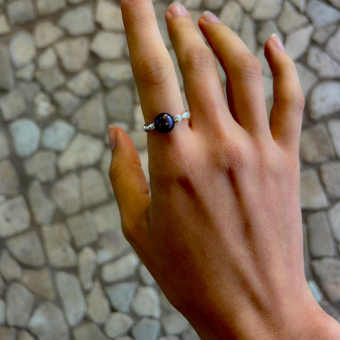 Harmony Black Pearl Ring Silver